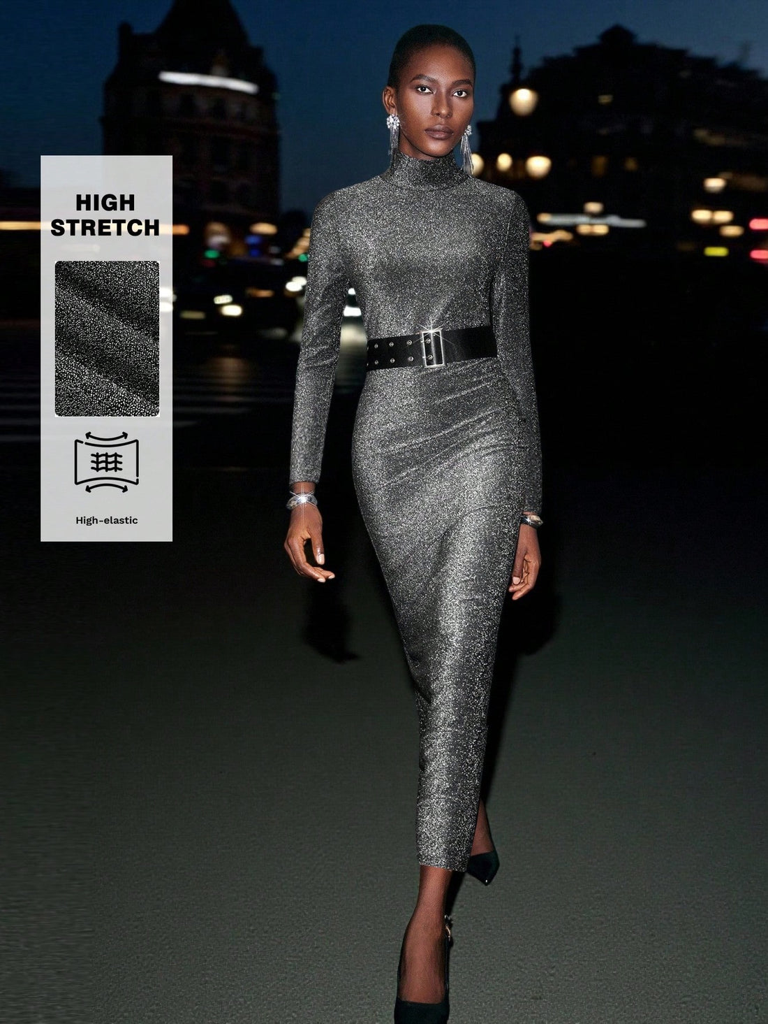 Step into chic sophistication with this fitted long sleeve dress featuring a high collar that adds a dash of elegance to your look. Perfect for turning heads, its sleek silhouette flatters your figure while keeping you cozy. Whether it’s a classy evening out or a stylish day affair, this dress brings out your confident, playful vibe with every wear. Elevate your wardrobe with a piece that’s as fun as it is refined!