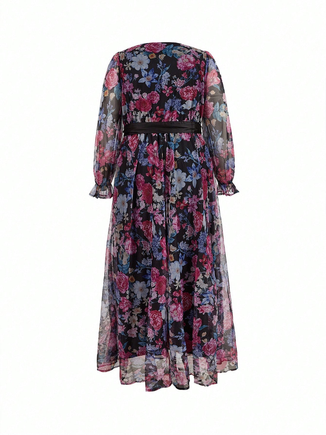Twirl into romance with this enchanting plus-size dress that celebrates curves with effortless grace. The delicate floral print brings nature's beauty to life, while the flattering V-neckline and dreamy lantern sleeves add a touch of whimsy. Crafted from airy mesh fabric, this flowy silhouette moves with you, creating an elegant yet playful vibe perfect for date nights, garden parties, or whenever you want to feel absolutely fabulous. Comfort meets style in a dress designed to make you shine.