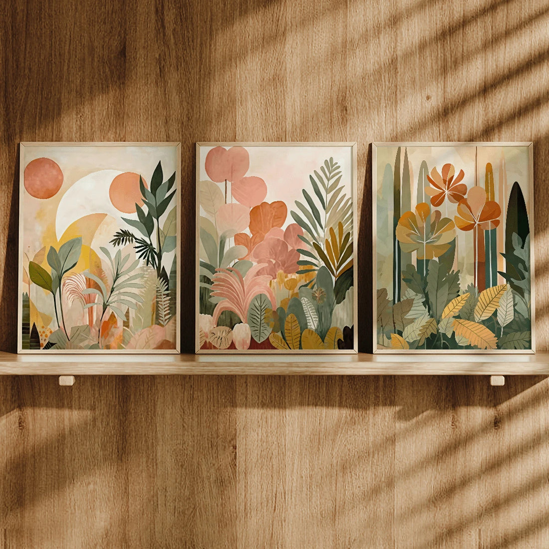 Bring the beauty of lush tropical landscapes into your home with this 3 piece tropical jungle canvas wall art set. Featuring vibrant botanical leaves, elegant floral accents, and modern abstract styling, this collection creates a fresh and relaxing atmosphere that instantly brightens any space. Its versatile design blends naturally with boho, coastal, contemporary, and modern interiors.