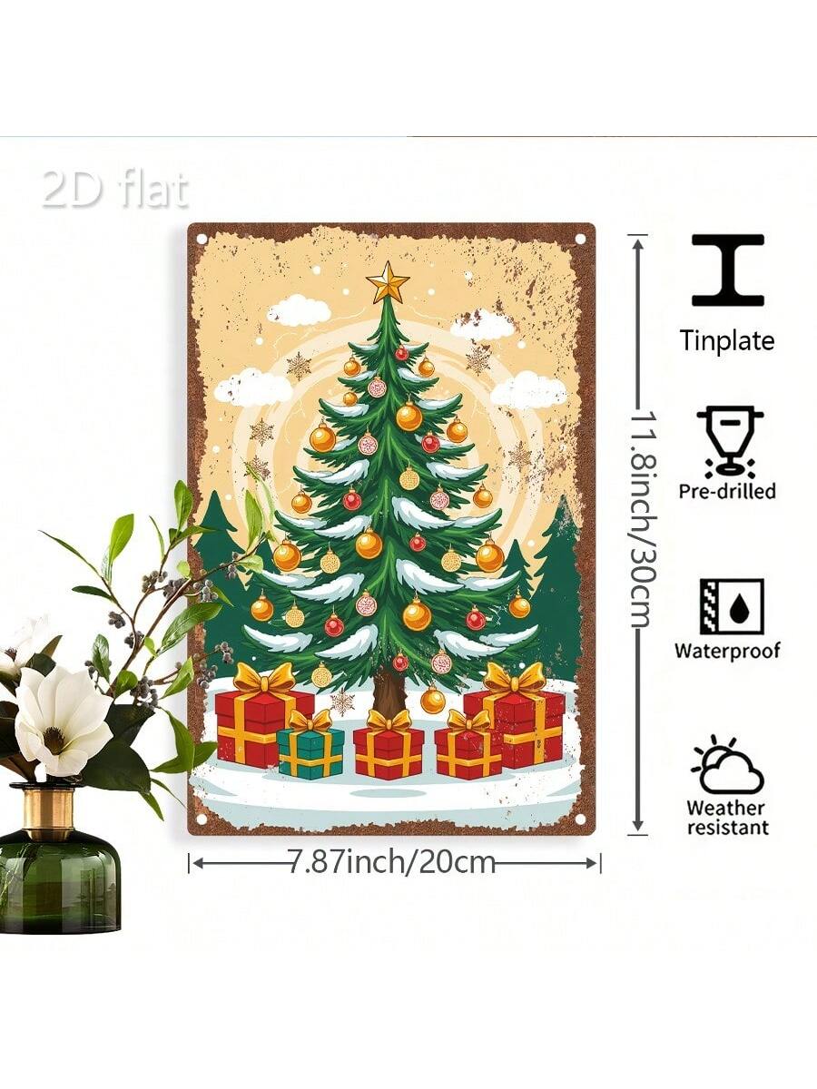 Bring festive cheer to any space with this vibrant 2D flat Christmas tree metal wall art! Crafted from durable metal with eye-catching colors, it's the perfect way to spread holiday spirit without the mess of a real tree. Whether you hang it indoors above a mantle or display it outside on a porch, this cheerful decoration adds instant personality to your home. Lightweight yet sturdy, it withstands the elements while maintaining its brilliant finish. Transform your walls into a winter wonderland—no watering 