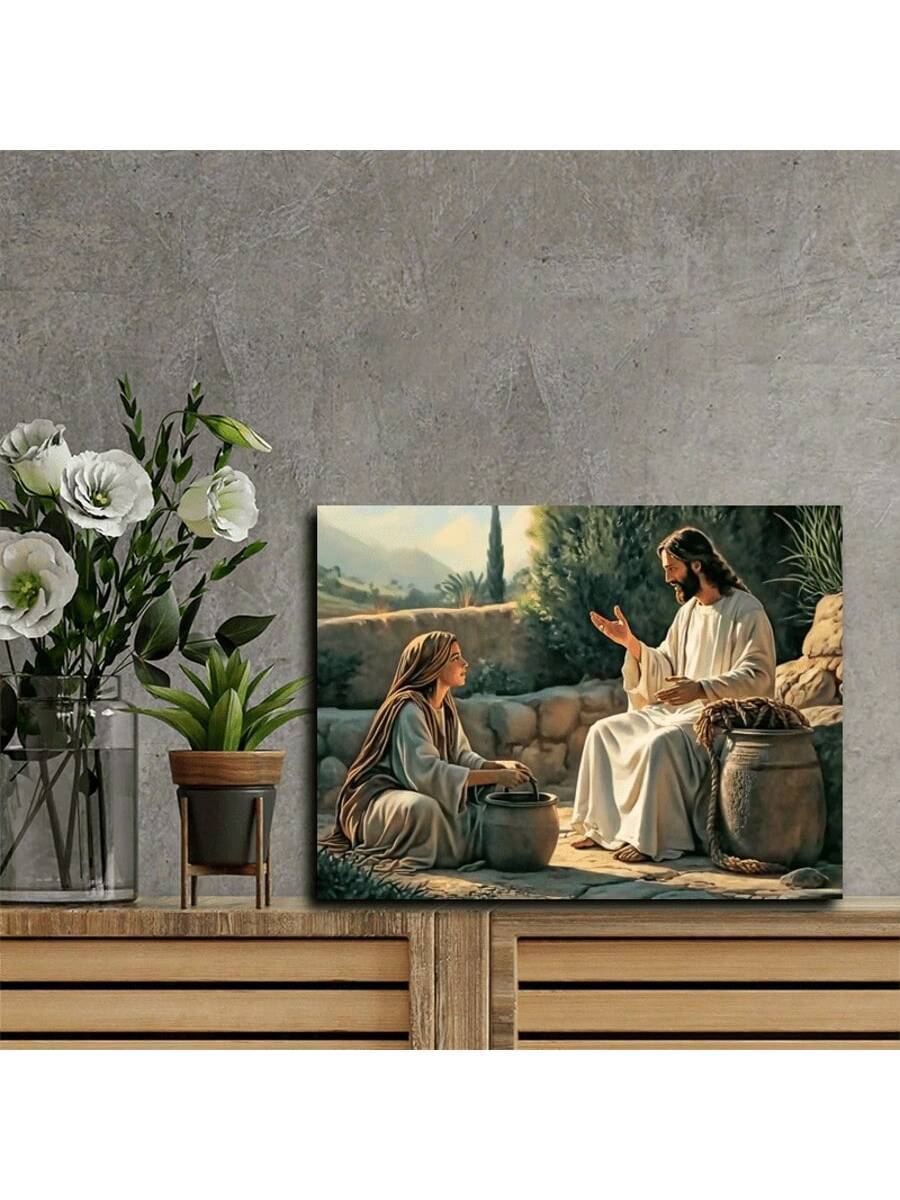 Bring timeless spiritual inspiration into your home with this vintage-style canvas print depicting Jesus and the Samaritan Woman. This beautifully rendered biblical scene captures a profound moment of grace and redemption, perfect for creating a meaningful focal point in any room. Ideal for living rooms, bedrooms, offices, or church spaces, this artwork combines classical artistic elements with contemporary canvas quality.