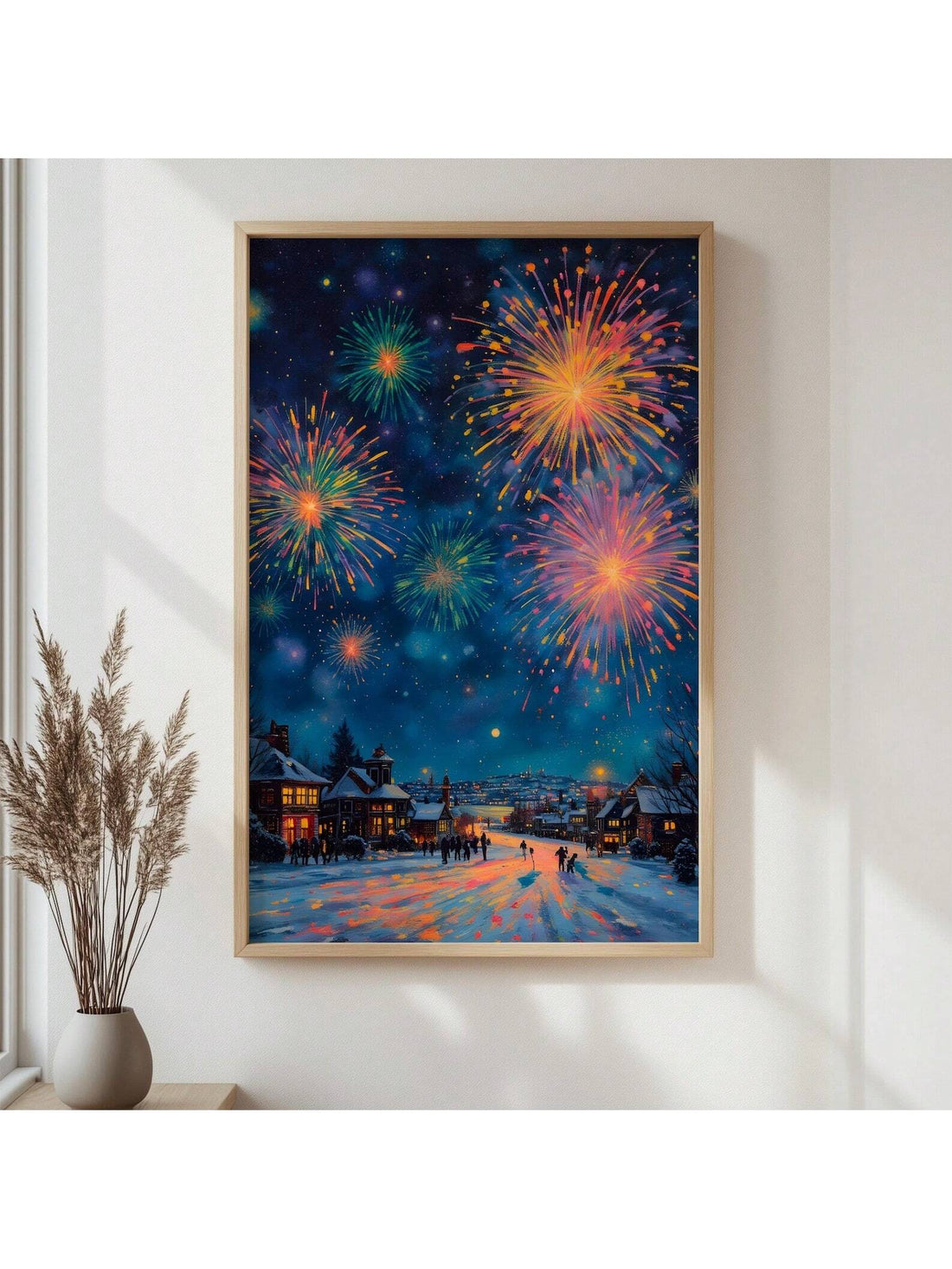 Ring in the season with this vibrant New Year's Eve fireworks canvas that transforms any space into a celebration! Bursting with colorful explosions against a winter night sky, this festive wall art captures the magic and excitement of the holidays. Perfect for living rooms, bedrooms, or dorm spaces, it adds instant cheer and personality to your décor. Whether you're counting down to midnight or simply love the festive spirit, this eye-catching piece brings joy and warmth to your walls all season long.