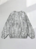 Image 2 - side profile of Minimalist Print Crew Neck Long Sleeve Sweatshirt for Women - INAWLY Fashion Casual Top