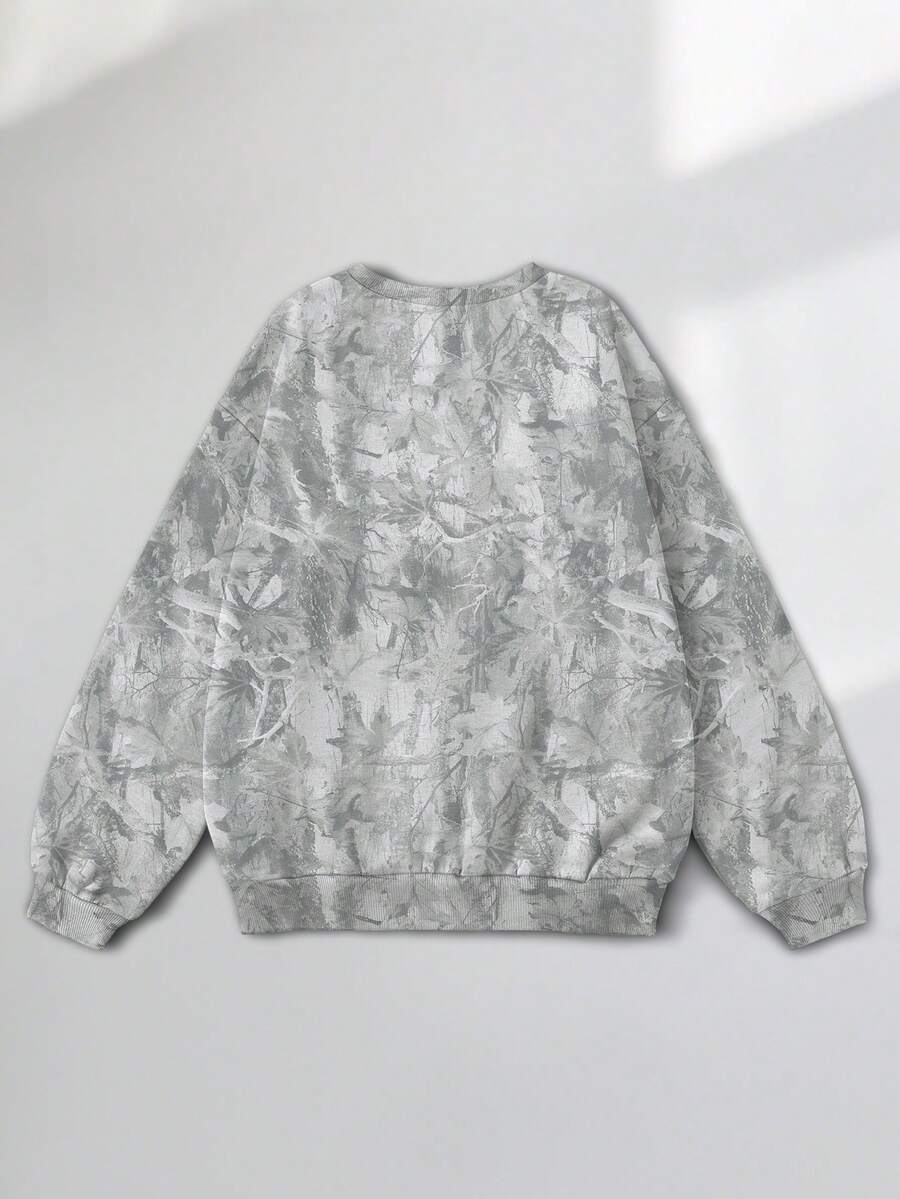 Image 2 - side profile of Minimalist Print Crew Neck Long Sleeve Sweatshirt for Women - INAWLY Fashion Casual Top