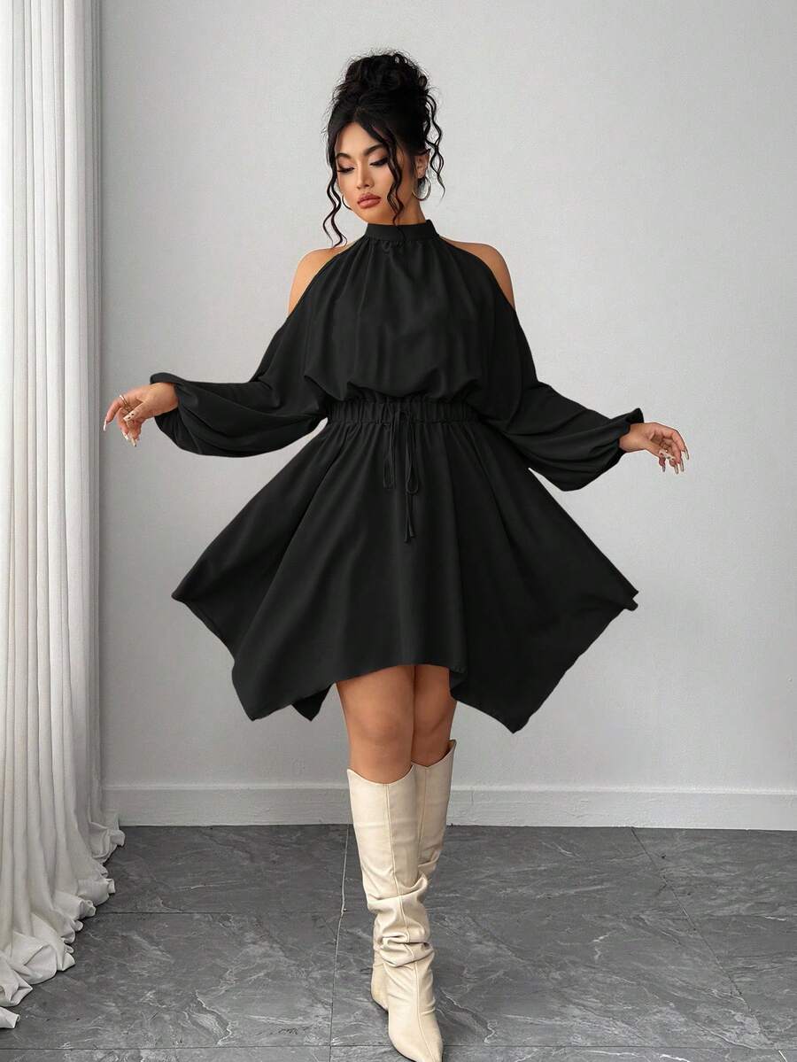 Bloom into elegance with this charming plus-size dress that celebrates every season in style! Featuring a delicate floral print that dances across the fabric, this piece combines romantic flair with modern sophistication. The lantern long sleeves add a whimsical touch, while the irregular hem creates an effortlessly chic silhouette that flatters and flows. Perfect for Valentine's getaways, holiday gatherings, or springtime adventures, this dress transitions seamlessly from casual outings to special occasion