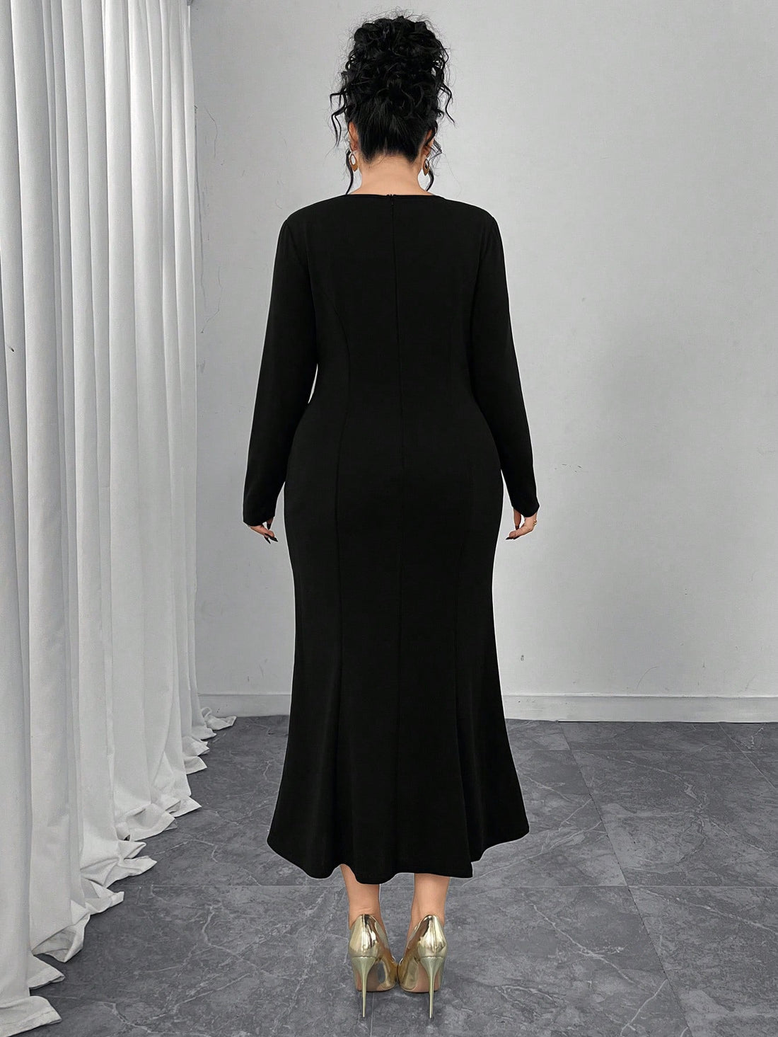 Make waves in this stunning mermaid dress that blends timeless elegance with bold animal print flair. The sleek black silhouette features eye-catching gold and brown zebra stripes, while long sleeves with a clever splice design add modern sophistication. Perfect for turning heads at special events, date nights, or whenever you want to channel your inner siren. This dress combines classic mermaid tailoring with playful print details for a look that's undeniably unforgettable.