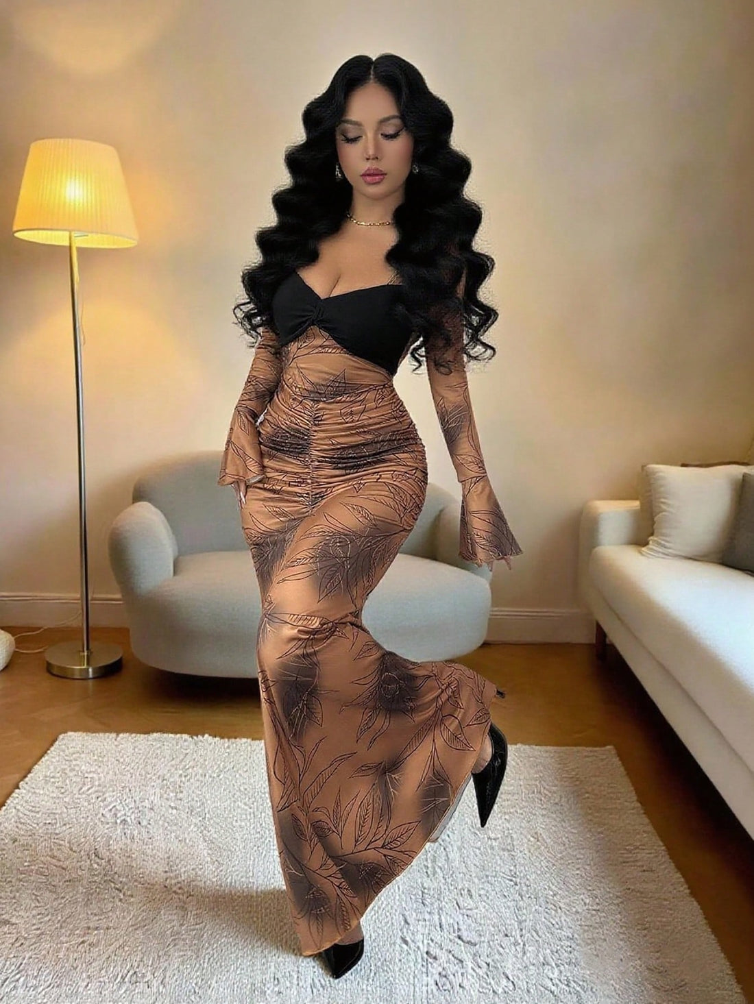 Make waves in this stunning mermaid hem bodycon dress that hugs your curves in all the right ways. The eye-catching floral patchwork print adds a playful pop of personality to your wardrobe, blending elegance with a touch of whimsy. Perfect for turning heads at parties, date nights, or any occasion where you want to feel absolutely fabulous. This dress is your secret weapon for looking effortlessly chic while having fun with fashion.