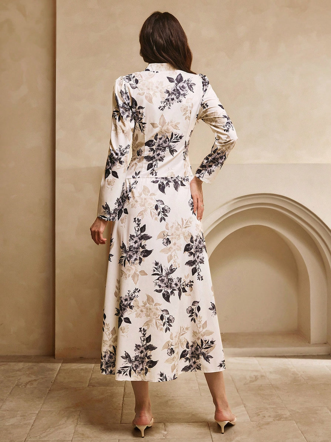 Elevate your wardrobe with this stunning apricot printed long dress that's perfect for turning heads at fall gatherings and festive celebrations. The eye-catching print adds personality while the elegant asymmetric hem creates a modern, sophisticated silhouette that flatters every frame. Whether you're heading to a dinner party or a special occasion, this chic piece effortlessly transitions from day to night. Comfortable, versatile, and undeniably stylish—your new go-to dress awaits!