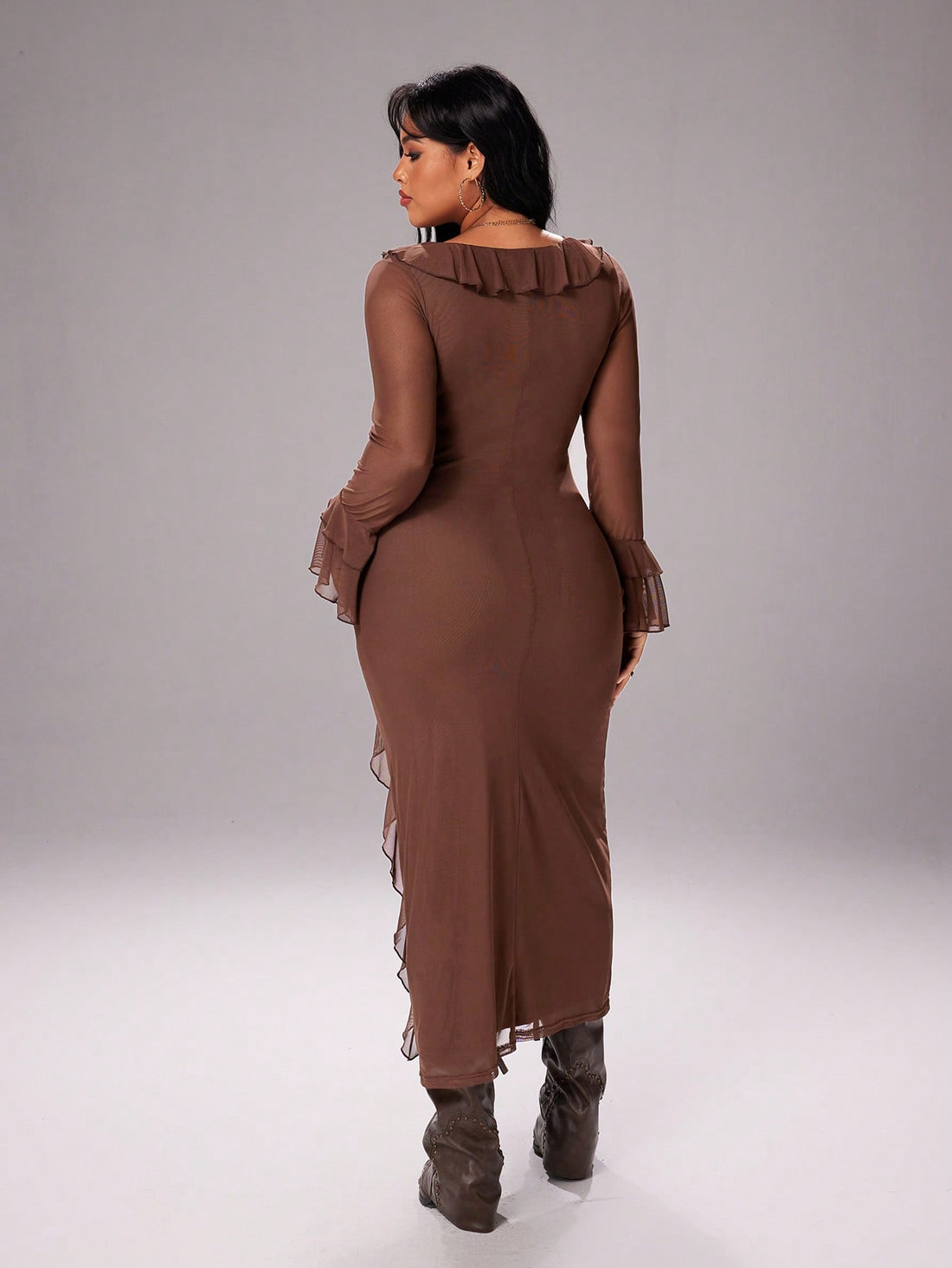 Turn heads at your next event in this flirty V-neck mini dress! Featuring eye-catching ruffle patchwork details and a flattering slim fit, this polyester stunner hugs your curves in all the right ways. The solid color keeps it chic while the playful ruffles add movement and personality. Perfect for parties, nights out, or whenever you want to feel confident and fabulous. Plus-size friendly and ready to make a statement!