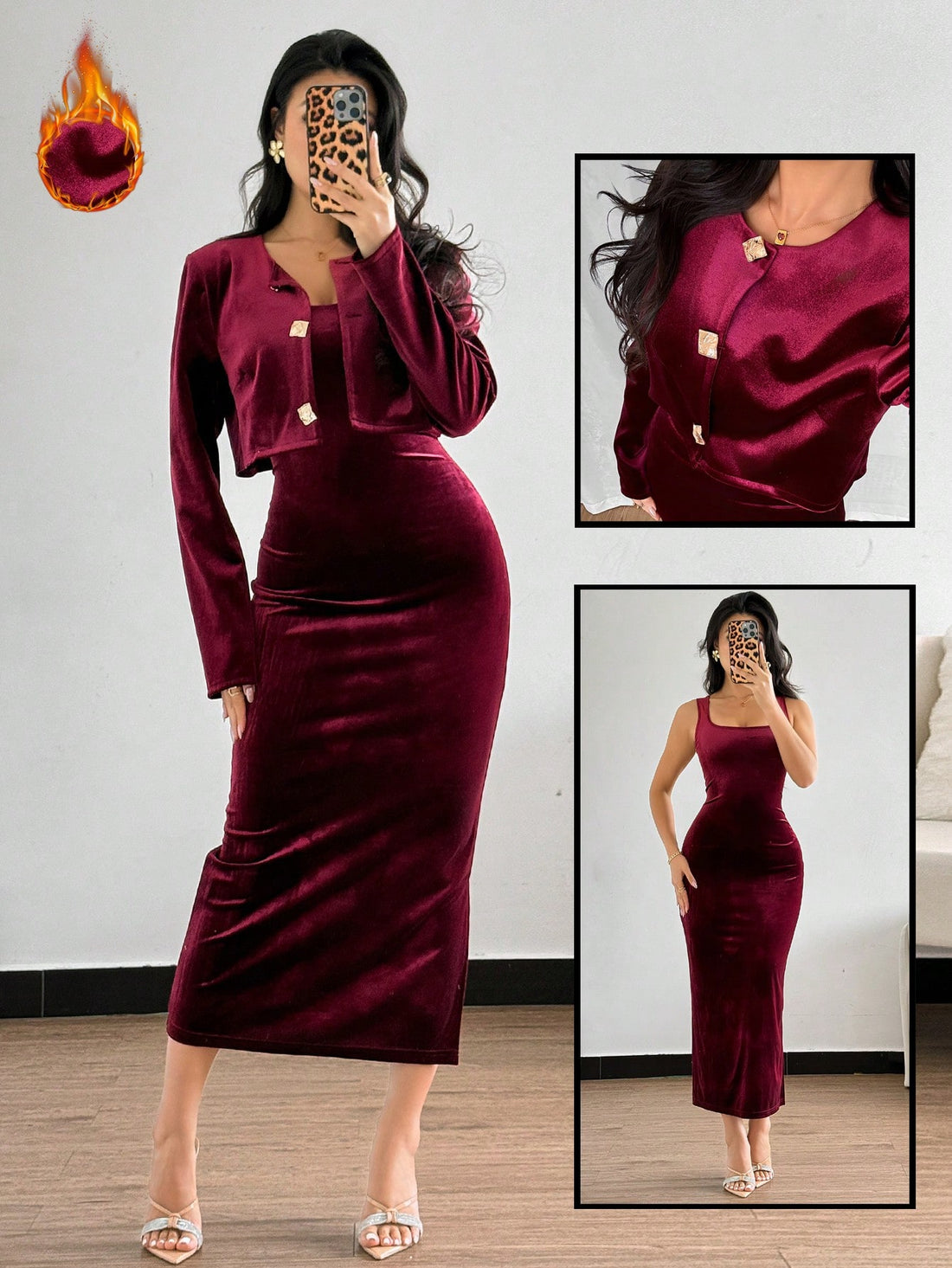 Master the art of layering with this fabulous 3-piece set that transforms your wardrobe instantly! Pair the fitted bodycon dress with the sleek vest for a polished, modern look, then throw on the elegant cardigan for cozy sophistication. Whether you're heading to brunch, the office, or a night out, this versatile trio lets you mix and match for endless outfit possibilities. Each piece is designed to complement the others perfectly, giving you that effortlessly chic vibe without the styling stress. Elevate y