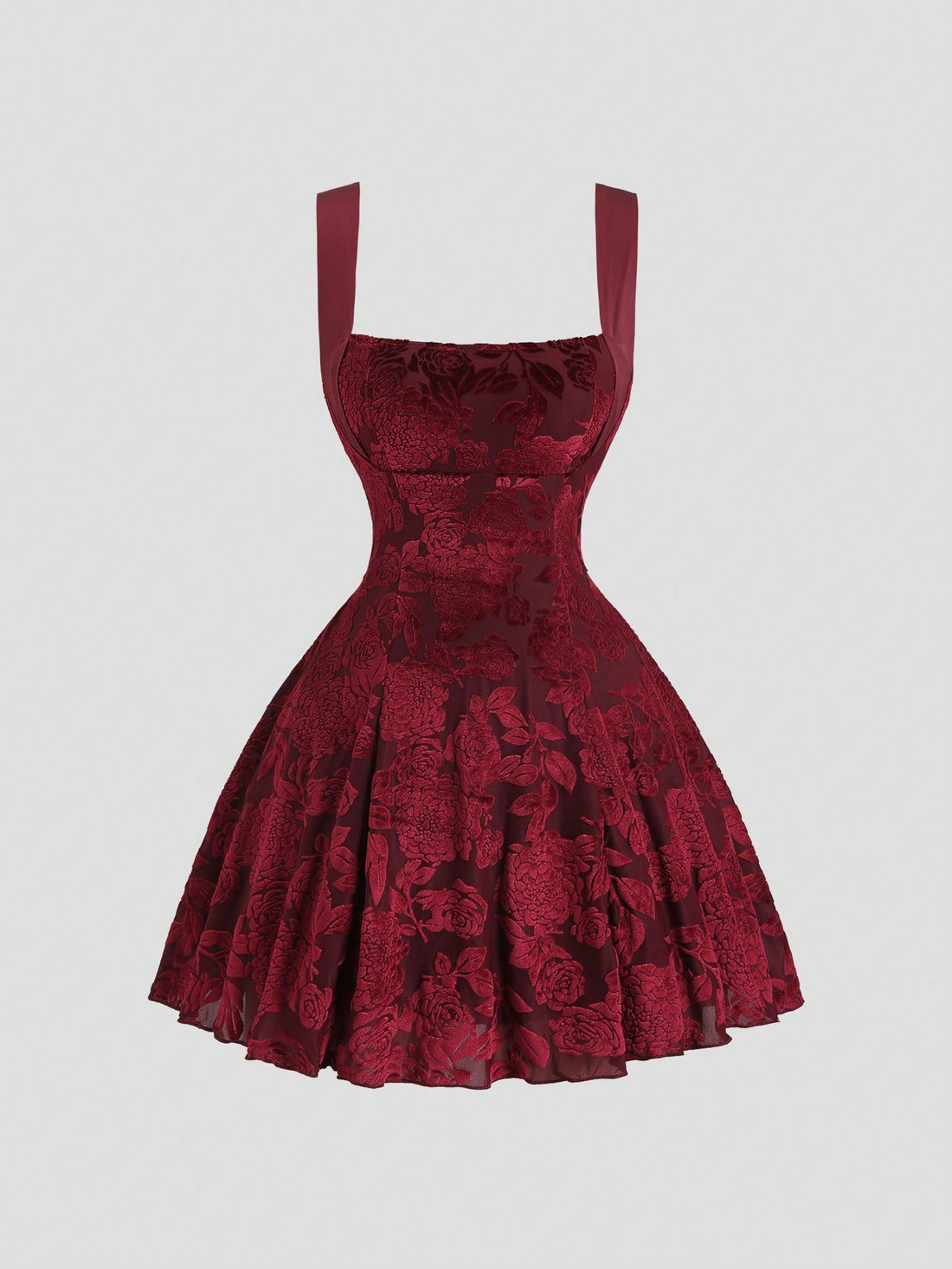 Step into the spotlight with this show-stopping burgundy velvet dress that blends vintage charm with modern flair. Featuring a stunning floral patchwork design and daring backless silhouette with delicate lace-up detailing, this piece transforms any celebration into a glamorous affair. The rich velvet fabric drapes beautifully while the intricate patchwork adds artistic depth and personality. Perfect for holiday parties, special events, or whenever you want to make a memorable entrance. Dress it up with hee