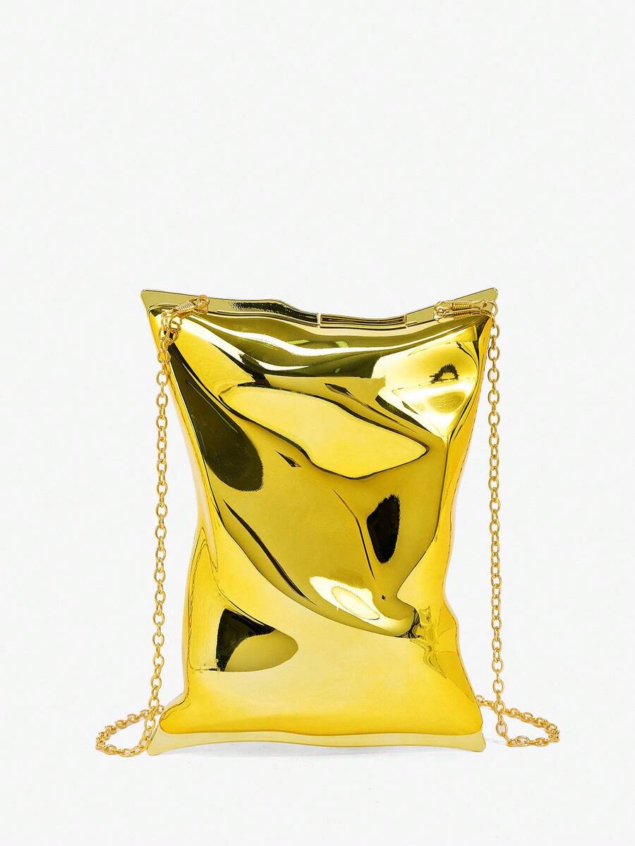 Gold party clutch bag - view 1