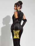 Gold party clutch bag - view 6