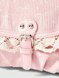 Pink kawaii baguette shoulder bag with rounded bottom and adjustable strap