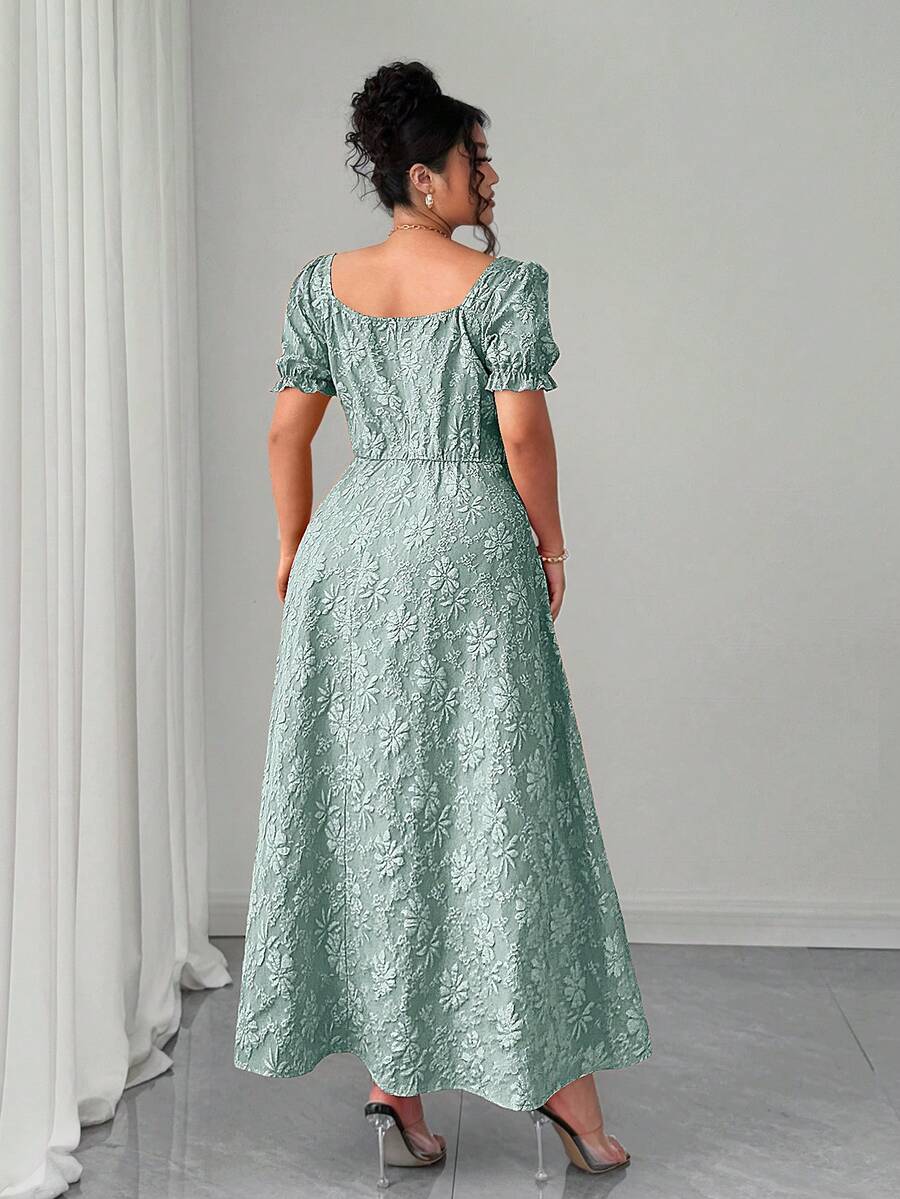 Twirl into summer with this stunning plus-size maxi dress that's equal parts vintage charm and modern elegance. The intricate floral jacquard pattern brings timeless sophistication to every step, while the flowing silhouette flatters and moves beautifully. Perfect for garden parties, weddings, or any occasion that calls for a touch of glamour. Comfortable enough for all-day wear, this dress proves that special occasions deserve a little extra flair. Embrace your curves and celebrate your style!