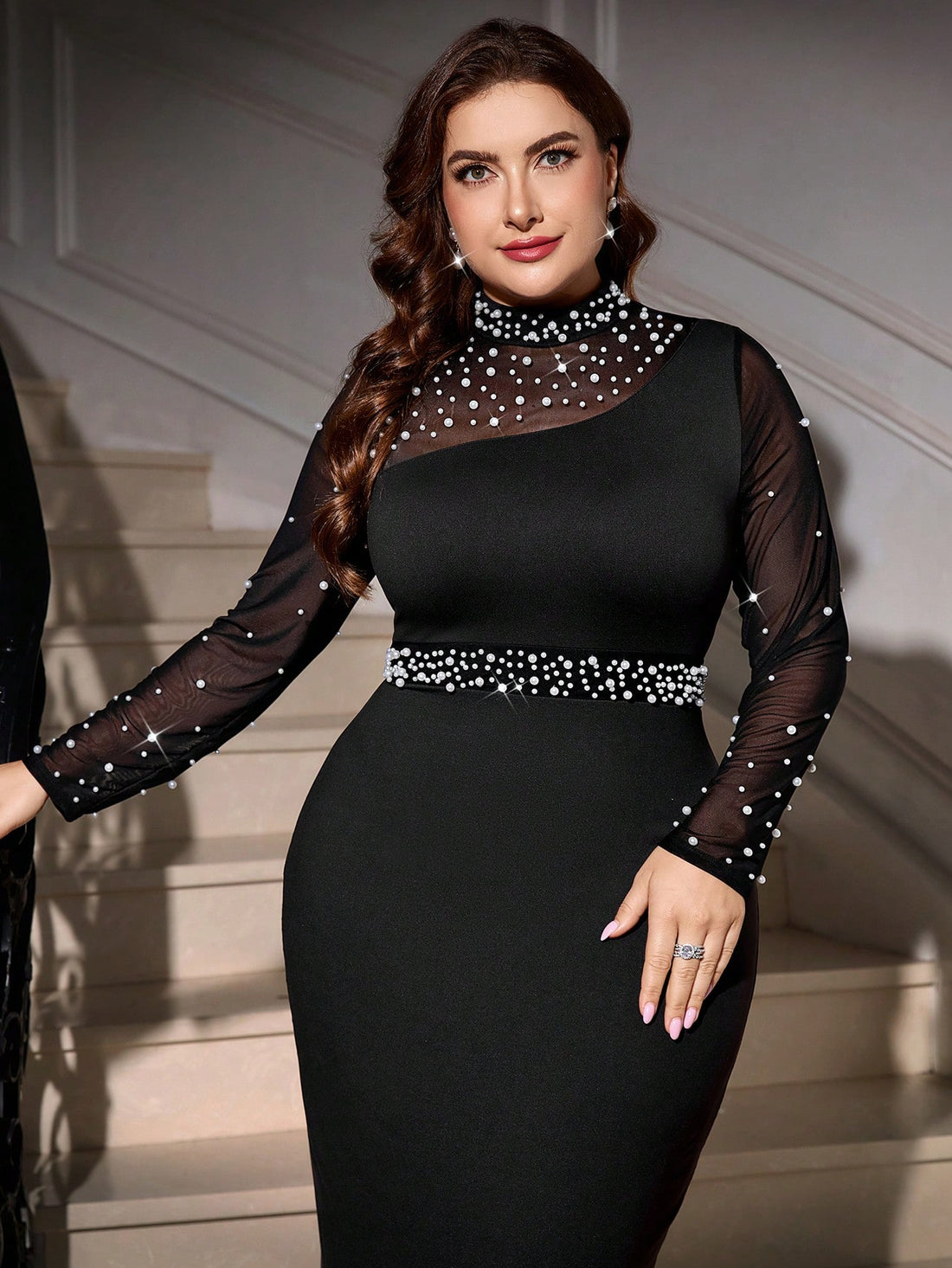 Make a statement this season in our Plus Size Elegant Black Long Beaded Evening Dress—the ultimate showstopper for holiday parties and winter celebrations. Crafted with luxurious beading that catches the light beautifully, this sophisticated gown flatters curves with its flowing silhouette and timeless black hue. Perfect for Christmas galas, autumn weddings, or any special occasion, it's the dress that says "I'm here to dazzle." Slip into elegance and confidence with every wear.