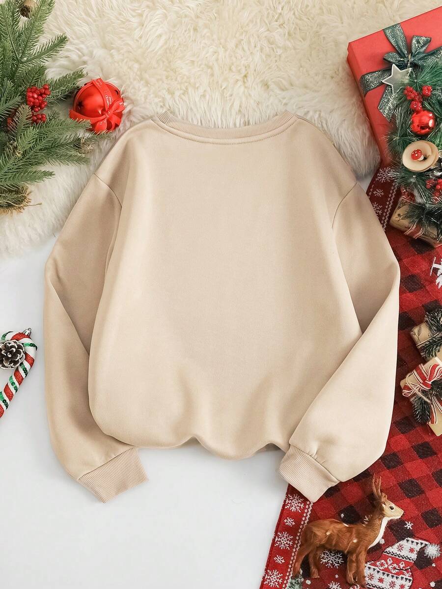 Embrace the festive spirit with this charming reindeer print sweatshirt designed for cozy season comfort. Featuring a playful Christmas graphic that brings holiday cheer to your everyday wardrobe, this relaxed-fit piece is perfect for casual outings, holiday gatherings, or lazy days at home. Crafted for warmth and style, it pairs effortlessly with jeans, leggings, or joggers. Whether you're decorating, sipping hot cocoa, or spreading seasonal joy, this sweatshirt keeps you snug and merry from autumn through