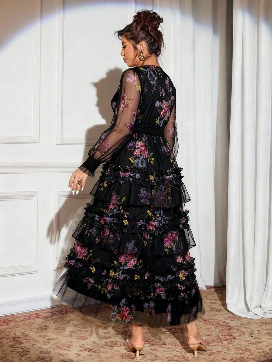 Make a statement at your next celebration in this stunning plus-size floral mesh dress! Delicate blooms dance across sheer mesh fabric, creating an enchanting look that's equal parts romantic and show-stopping. The flattering silhouette celebrates your curves while the intricate floral print adds personality and flair. Perfect for weddings, parties, and those special moments when you want to feel absolutely fabulous. Slip it on and let the compliments roll in!