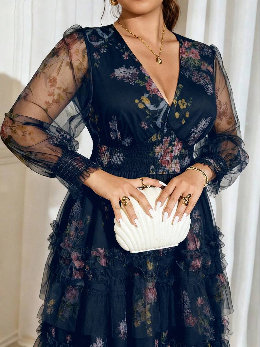 Elevate your evening wardrobe with this sophisticated plus-size floral mesh dress, designed to make a statement at any special occasion. The delicate floral pattern layered over mesh fabric creates an elegant, romantic aesthetic that flatters and moves beautifully. Perfect for weddings, parties, and formal events, this dress combines timeless style with modern comfort. The thoughtfully tailored silhouette ensures confidence and grace, while the flowing design provides both sophistication and ease of movemen