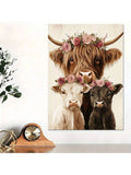 Framed cow and calves canvas on shelf mockup