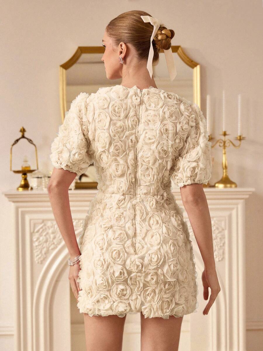 Step into sophistication with this stunning 3D floral mini dress that effortlessly blends European elegance with American flair. The intricately detailed floral design pops with dimension, while the cinched waist creates a flattering silhouette that celebrates your curves. Perfect for date nights, garden parties, or whenever you want to turn heads, this dress transforms any occasion into something special. Lightweight and beautifully crafted, it's your go-to piece for looking polished without trying too har