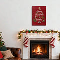 Christmas Wishes wrapped canvas wall art above a fireplace