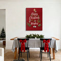 Rustic red Christmas Wishes canvas art in a dining room setting