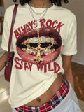 Image 1 - front view of Summer Street Style Abstract Graphic Print Short Sleeve T-Shirt