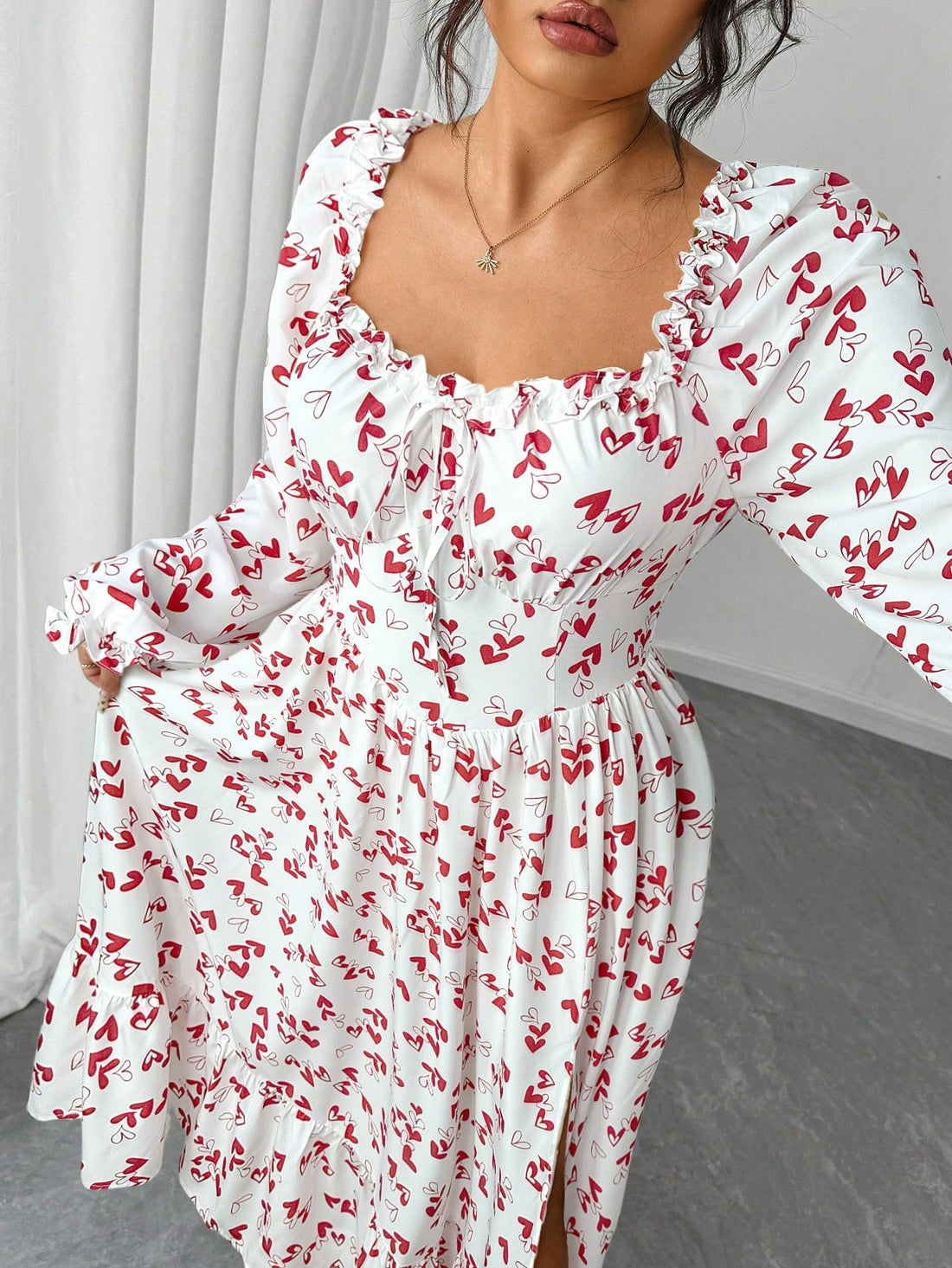 Celebrate yourself in this charming plus-size maxi dress that effortlessly transitions from casual coffee dates to evening celebrations. The delicate heart print adds a touch of whimsy and romance to your wardrobe, while the flowing silhouette flatters every curve with grace and comfort. Perfect for those moments when you want to feel fabulous without sacrificing ease, this versatile piece becomes an instant favorite for any occasion that calls for a little extra confidence and style.