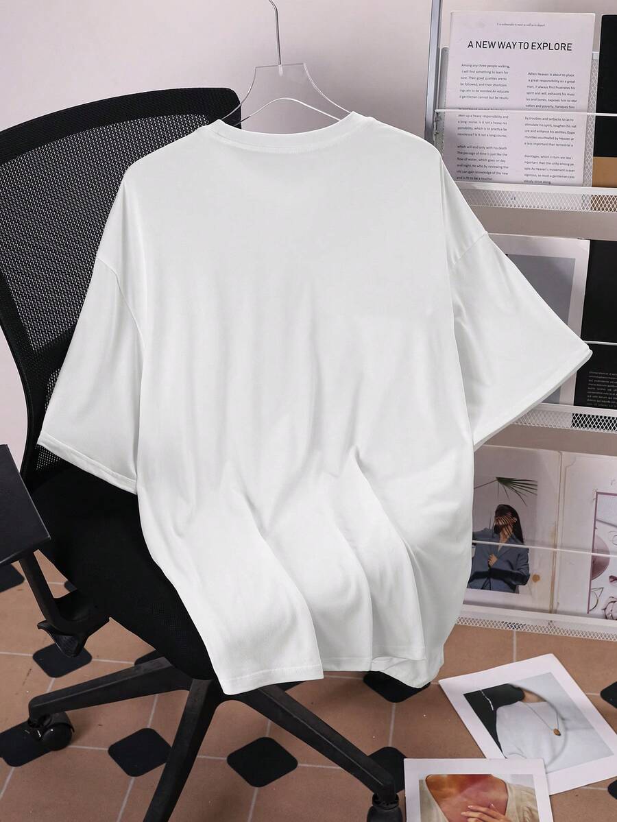 Image 4 - print detail of Summer Street Style Abstract Graphic Print Short Sleeve T-Shirt