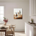 Jesus and lamb canvas wall art displayed in a dining kitchen
