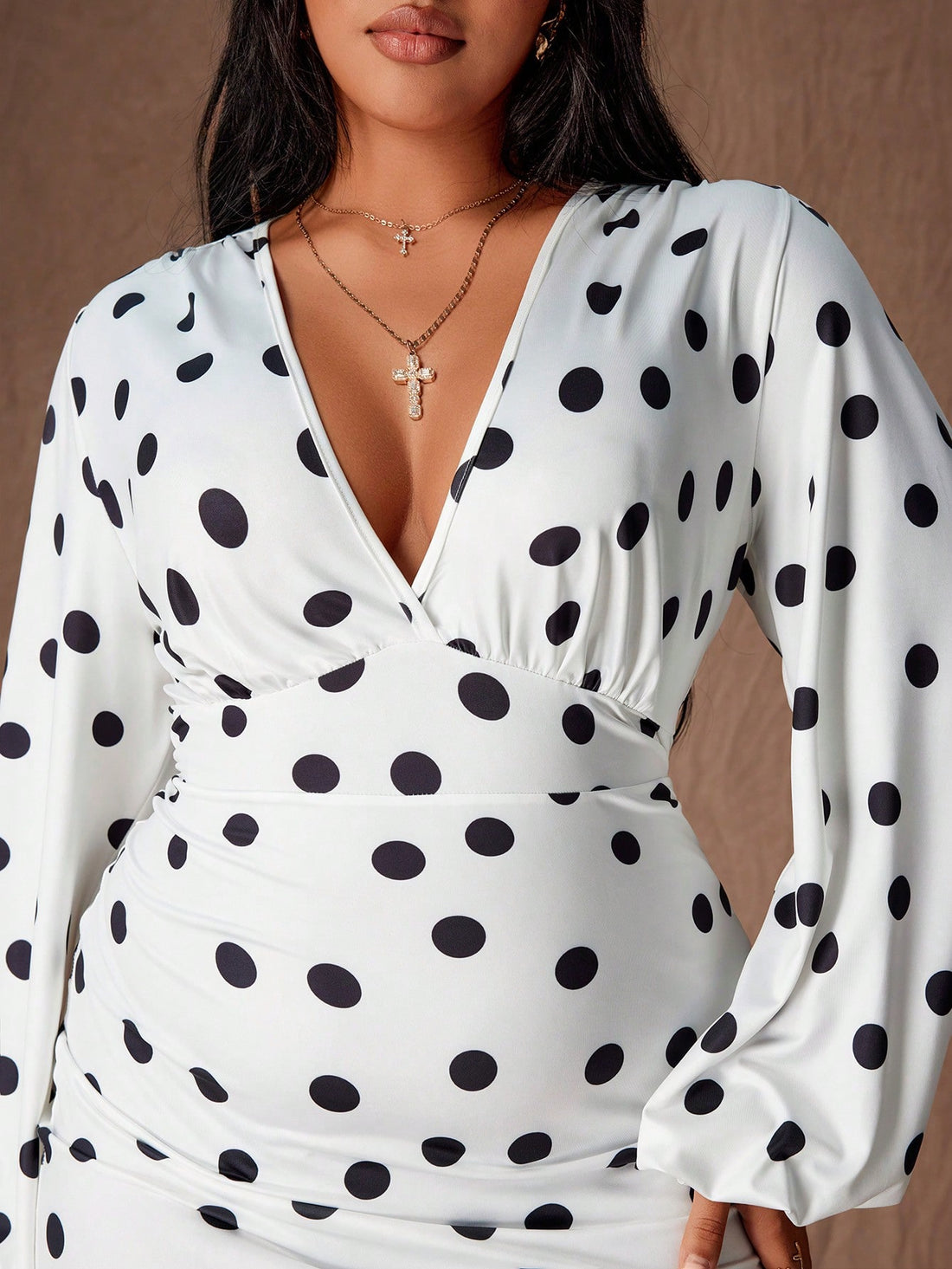 Turn heads in this fabulous V-neck bodycon dress that perfectly blends feminine charm with modern edge. The playful polka dot floral pattern brings instant personality, while the cinched waist flatters your silhouette beautifully. Puffy sleeves add a touch of whimsy and dimension, making this dress your go-to pick for date nights, brunch dates, or whenever you want to feel effortlessly chic. Versatile enough to dress up or down, it's the wardrobe essential that does all the heavy lifting for you.