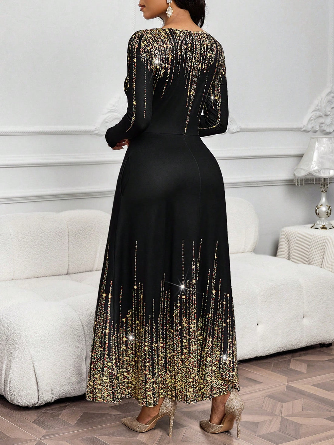 Make a statement at your next celebration in this stunning fitted waist long sleeve dress. Designed with an elegant silhouette that flatters your figure, this versatile piece transitions seamlessly from holiday parties to special occasions. The long sleeves add sophistication and warmth, while the cinched waist creates a polished, put-together look. Whether you're dancing the night away or mingling with guests, you'll feel confident and fabulous. Perfect for creating unforgettable moments in style.