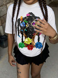 Image 5 - fabric detail of Summer Street Style Abstract Graphic Print Short Sleeve T-Shirt