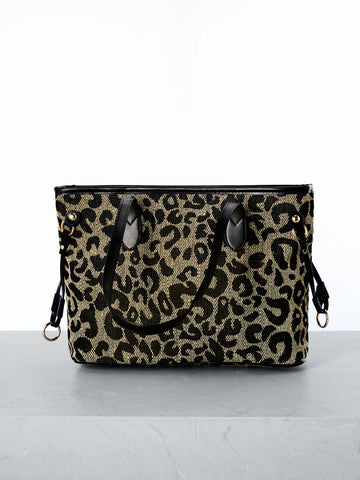 Chic Retro Leopard Print Tote Bag - Stylish & Spacious Shoulder Bag for Daily Commutes & Fall Fashion