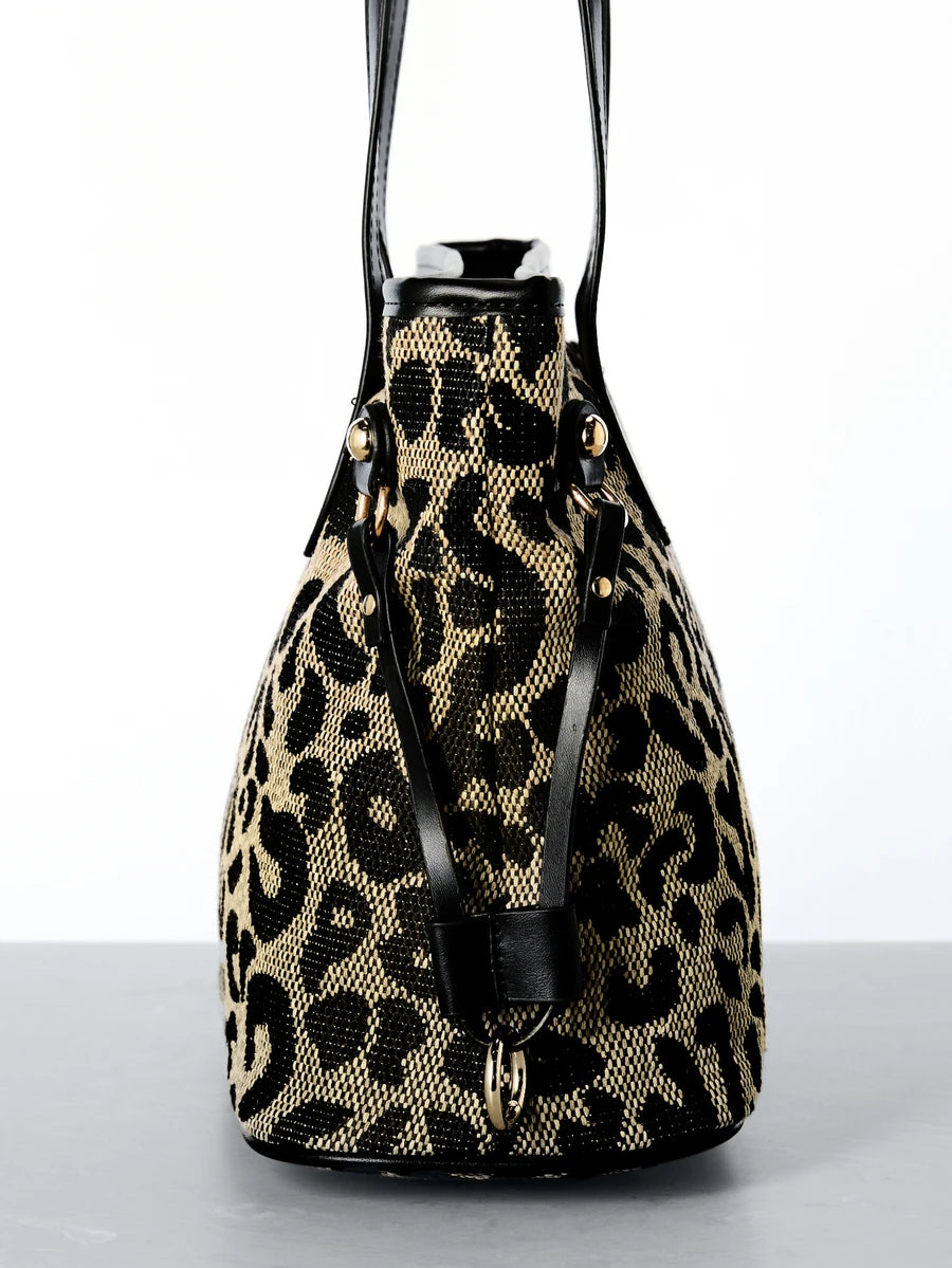 Chic Retro Leopard Print Tote Bag - Stylish & Spacious Shoulder Bag for Daily Commutes & Fall Fashion