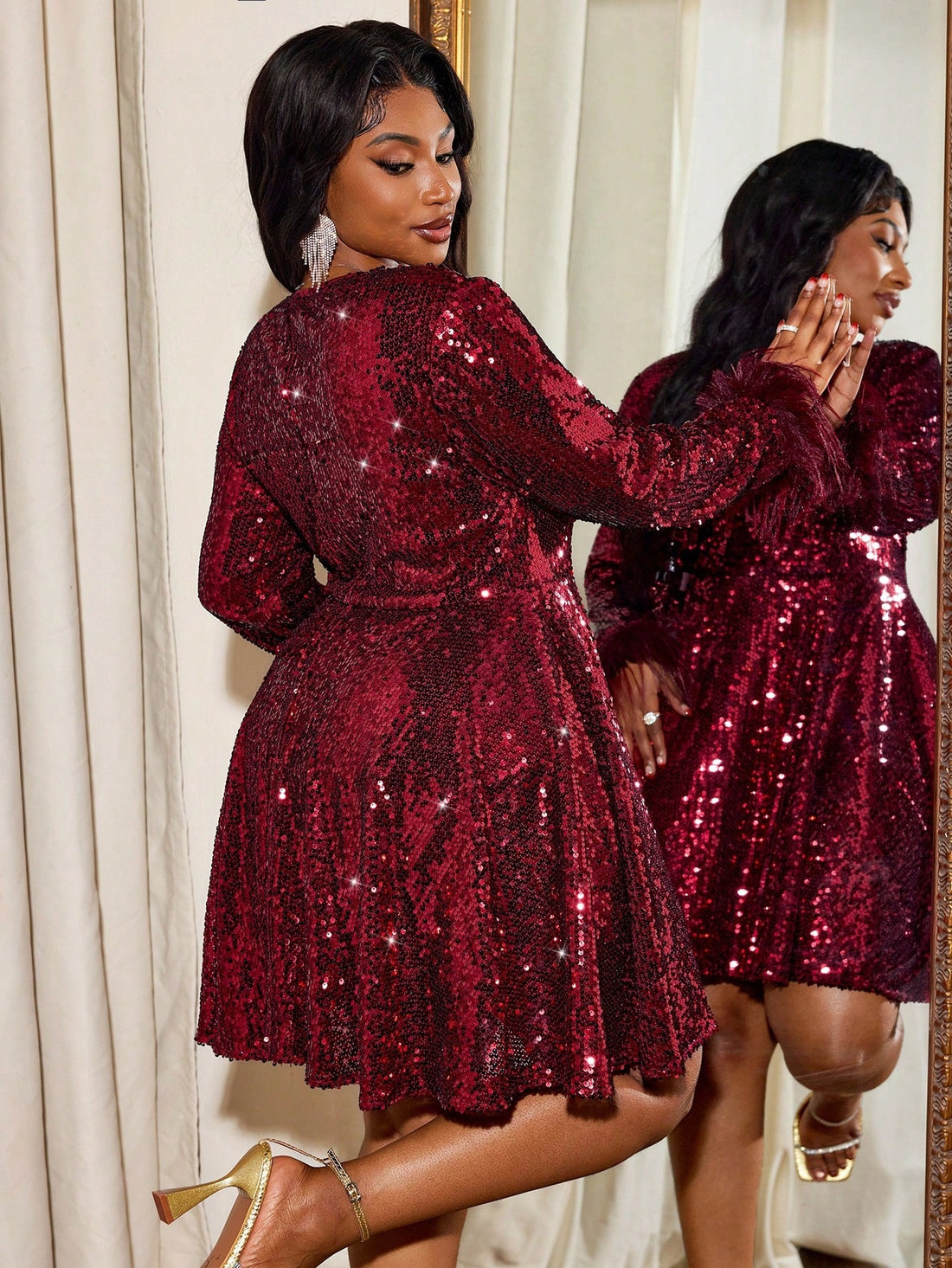 Shimmer and shine in this stunning red A-line sequin dress, designed to make you feel absolutely fabulous at any celebration. The flattering A-line silhouette skims beautifully over curves while the eye-catching sequins catch the light with every move. Perfect for holiday parties, Christmas gatherings, or any special occasion where you want to turn heads. Available in plus sizes so everyone can feel confident and gorgeous. Slip it on and prepare for compliments all night long!