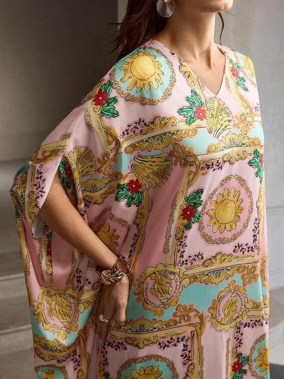 Crafted from premium silk, this loose-fit dress combines refined elegance with everyday comfort. The printed design adds visual interest while the relaxed silhouette flatters all body types and allows unrestricted movement. Perfect for transitioning from office to evening occasions, this versatile piece pairs effortlessly with accessories for a polished, sophisticated look. The breathable fabric ensures all-day wearability, making it an essential addition to any discerning wardrobe.