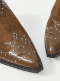 Side view of Chic Mnmlis Textured Patchwork Mule Shoes with Chunky Heels for Stylish Holidays for women styling