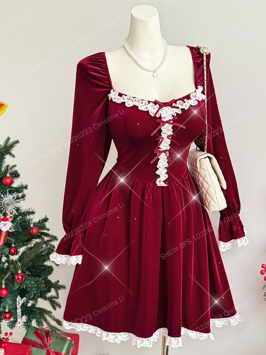 Elevate your party game with this stunning velvet dress that's equal parts glamorous and fun! Featuring luxe velvet fabric, delicate lace accents, and a charming bow detail, this plus-size beauty is designed to make you feel confident and fabulous. Perfect for holiday celebrations, Halloween soirées, or any special occasion that calls for a touch of elegance. The flattering silhouette and rich textures create an unforgettable look that turns heads and sparks joy. Dress up, stand out, and celebrate in style!