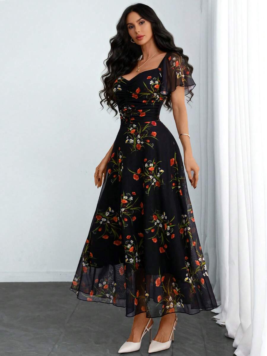 Experience the breathtaking fusion of heritage dark-romantic artistry and sharp, modern architectural tailoring. This stunning ruffled ensemble is meticulously designed for the woman who values a high-fashion, "quiet luxury" approach to seasonal dressing—the ultimate centerpiece for prestigious coastal retreats, exclusive evening soirées, and high-authority summer vacations.