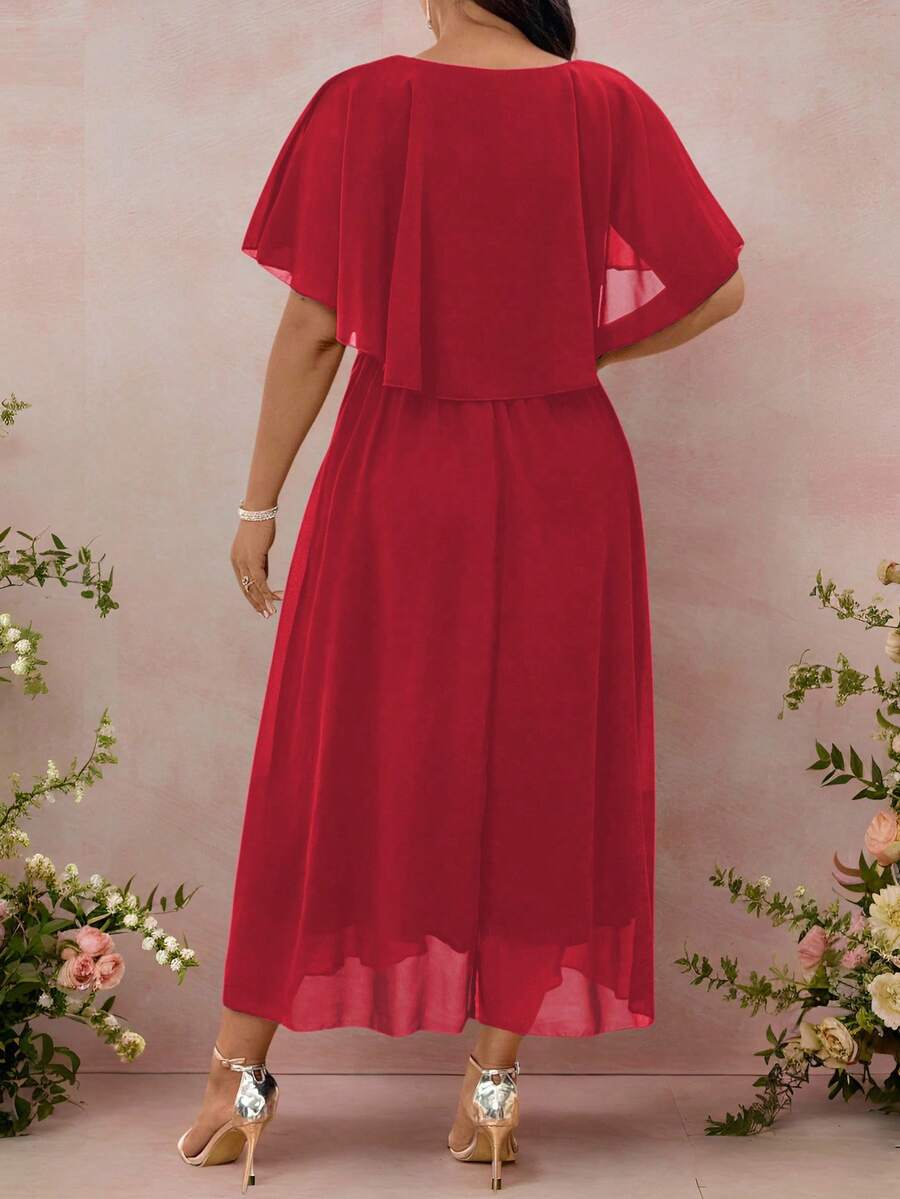 loose fitting chiffon dresses Ulyana Modest V Neck Ruched High Low Chiffon Mother Of The Bride Dresses, Light Blue