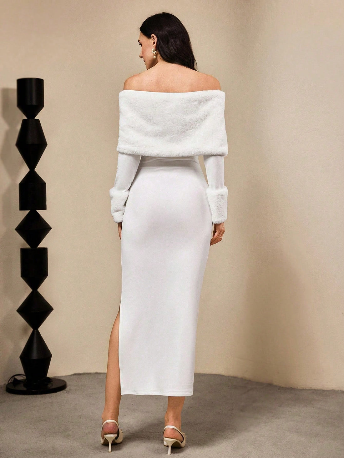 Bare your shoulders and steal the spotlight in this stunning winter white dress that's equal parts elegant and fun. The off-shoulder neckline creates an effortlessly chic silhouette, while the plush fuzzy collar adds a cozy, luxe touch that's perfect for those chilly season moments. Whether you're dancing at a festival, impressing on a date, or celebrating the holidays, this dress delivers major style points without trying too hard. The crisp white hue keeps things fresh and versatile, making it easy to dre