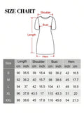 Size chart image for black short sleeve patriotic T-shirt dress