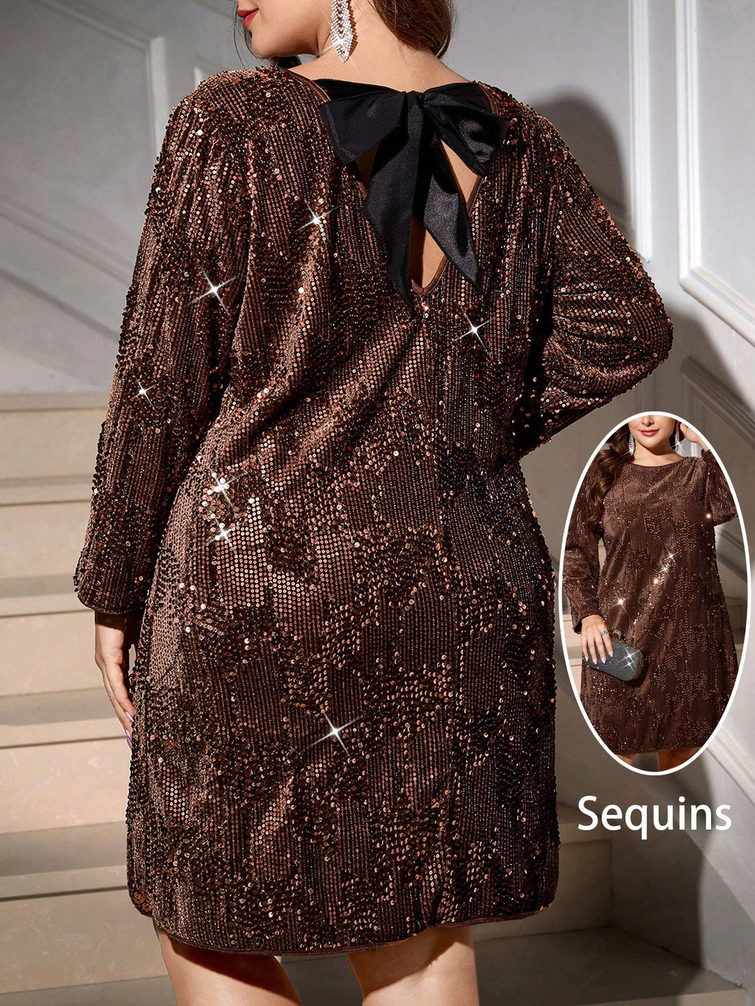 Shine bright in this stunning plus-size chocolate brown sequin party dress! Perfect for those moments when you want to turn heads and feel absolutely fabulous. The rich, warm brown tone pairs beautifully with eye-catching sequins that catch the light with every move, making you the star of any celebration. Whether you're dancing the night away or mingling at an elegant event, this dress delivers glamour and confidence in one gorgeous package. Celebrate in style and let your inner sparkle shine through!
