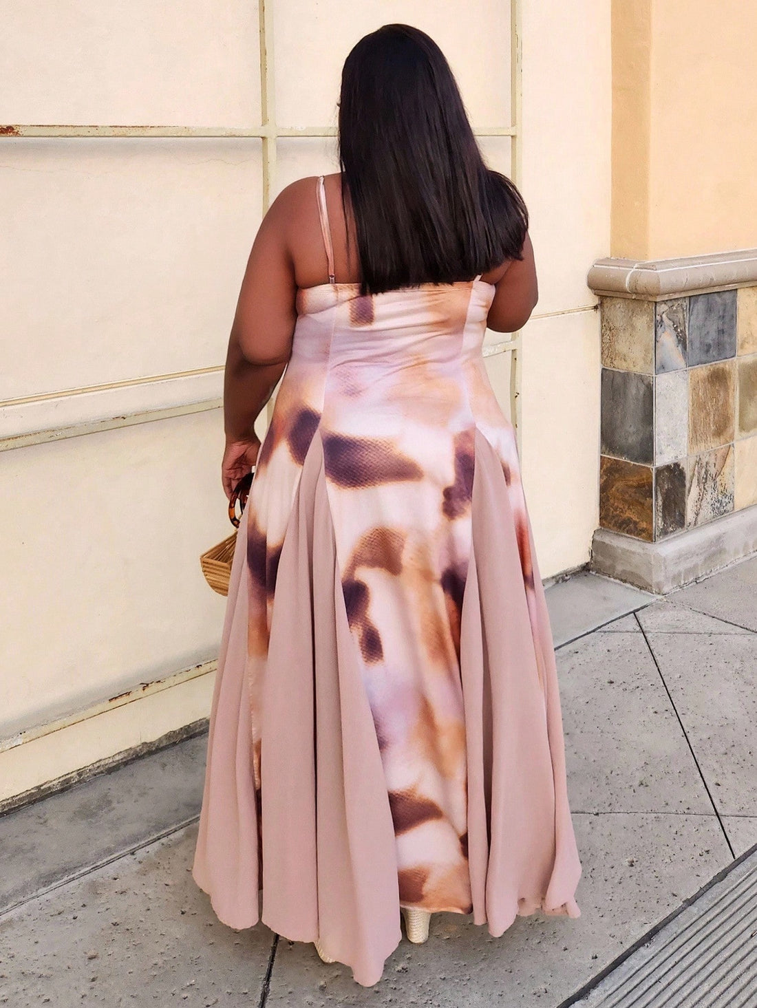 Celebrate your curves in this stunning tie-dye patchwork cami dress, designed with pear-shaped figures in mind. The playful color-blocking flatters your silhouette while the soft, flowing fabric moves with you effortlessly. Perfect for date nights, Valentine's Day, or whenever you want to feel fabulous and confident. This plus-size beauty combines bohemian charm with elegant sophistication—because looking good should feel just as amazing as it looks.