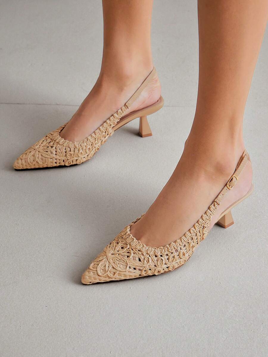 Elevate your footwear collection with these stunning vintage-inspired back-strap pumps. Crafted from soft PU leather with a sophisticated beige tone, these mid-heel stilettos feature a pointed toe and secure slingback design for all-day comfort. The turquoise textured detailing adds an elegant touch perfect for parties, office settings, or special occasions. True to size and versatile enough for holidays, vacations, or everyday wear, these pumps are an essential addition to any woman's wardrobe.