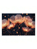 Glowing golden flower canvas wall art with dark background