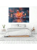 Lily canvas print above white bed in calm bedroom