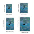 Black cat lily pond canvas size guide showing 20 by 30 through 50 by 70 centimeters